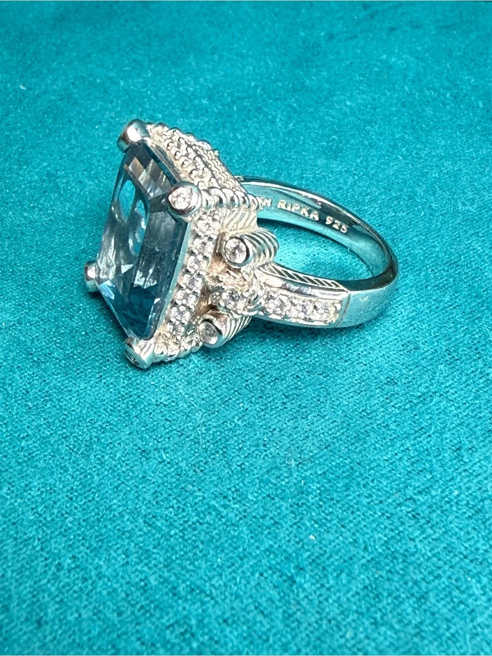 Judith Ripka Sterling Silver Blue Topaz & CZ Ring - Picture 4 of 13